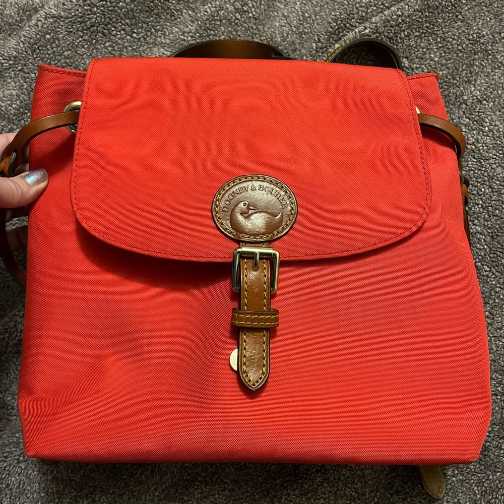 Dooney & Bourke Red Nylon Flap Backpack